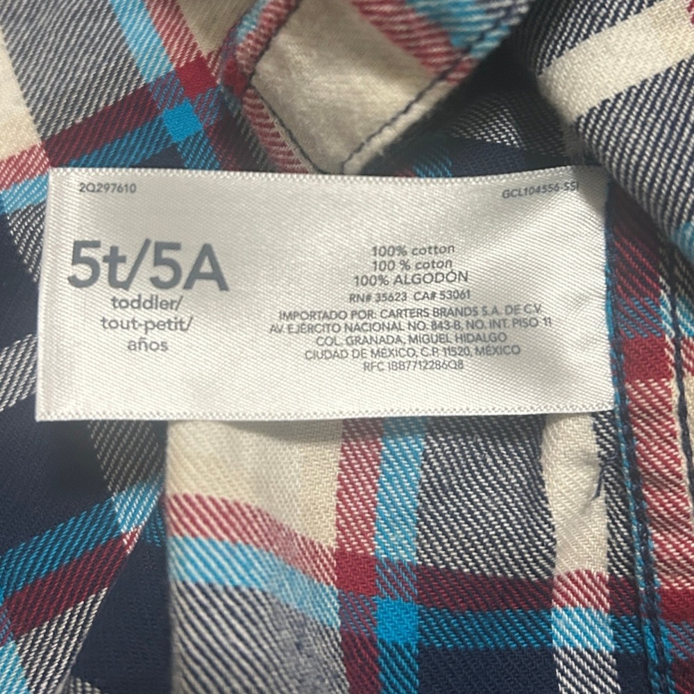 Healthtex Carter's Plaid Button Down Shirts Boys 5T Multicolor Cabincore Preppy - Picture 7 of 8